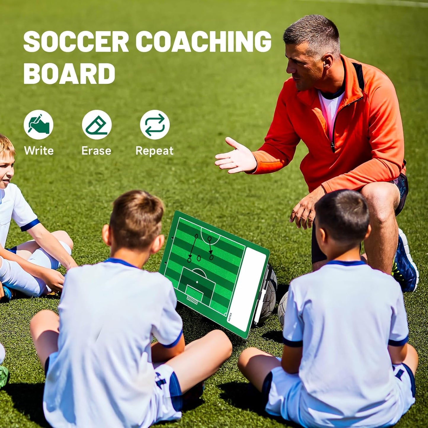 Dry Erase Coaches Clipboard, Waterproof Soccer Whiteboard for Coaches Double-Sided Soccer Clipboard for Coaches Writable and Erasable Coaching Board Dry Erase Coaching Board Coaching Board Gift