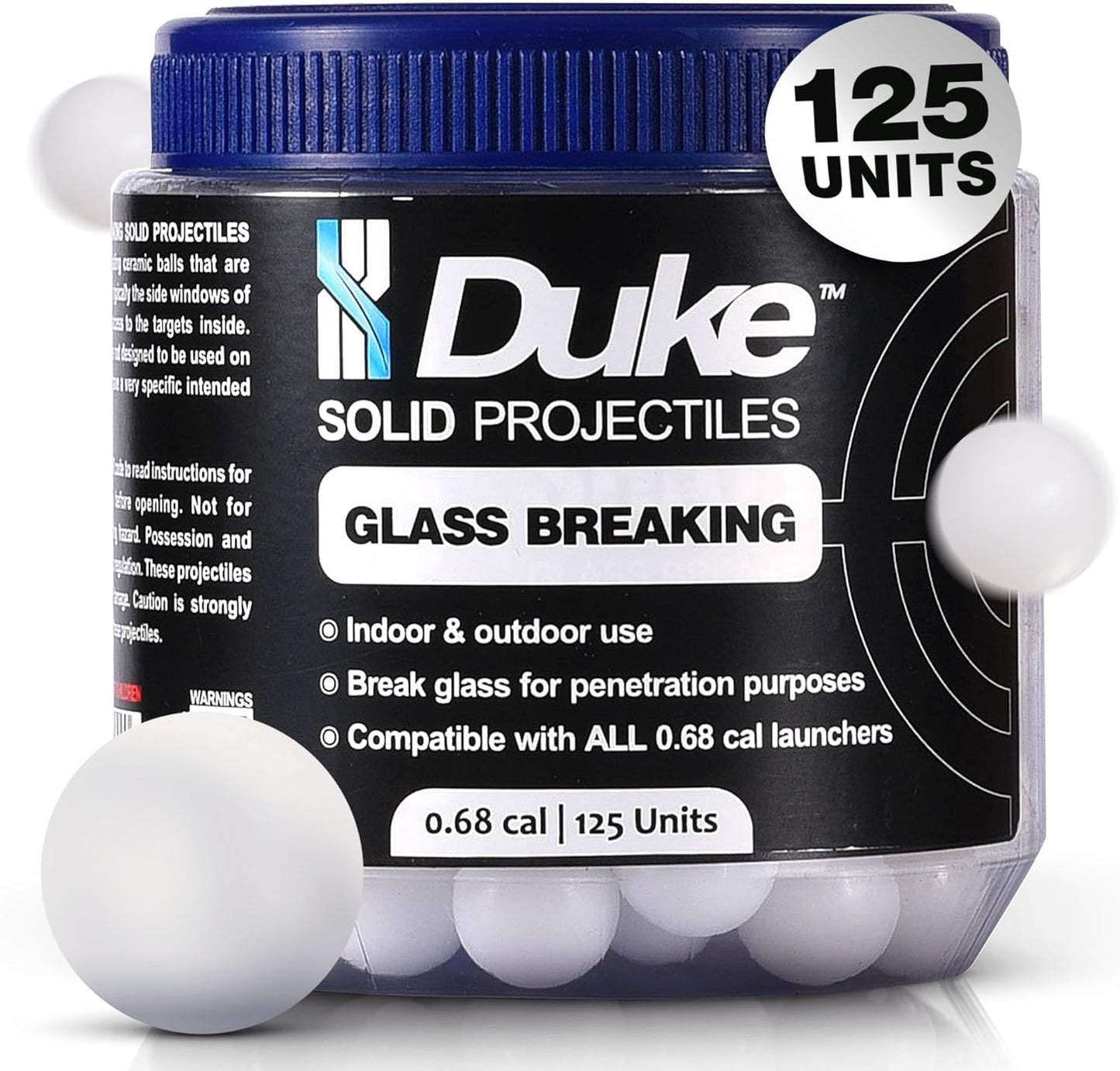 Duke Kinetic Projectiles - 68 Caliber Projectiles, 68 Cal Hard Plastic Balls Compatible with 68 Caliber Self Defense Gun, Non-Lethal for Training