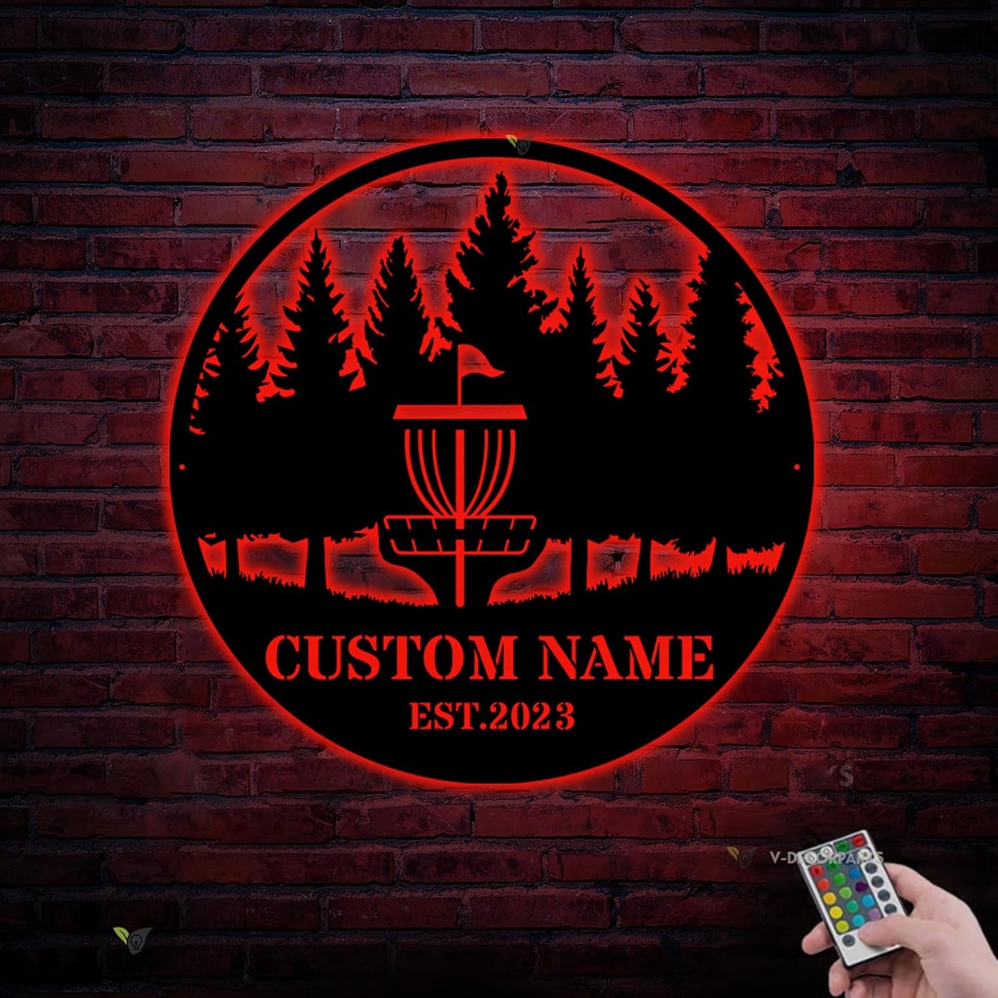 Custom Disc Golf Player Metal Signs with LED Light - Personalized Disc Golfer Name Sign Wall Art for Boys Room, Custom Name Golf Decor for Bedroom, Gift for Golfter, Unique Golfball Wall Decoration Model-Disc04