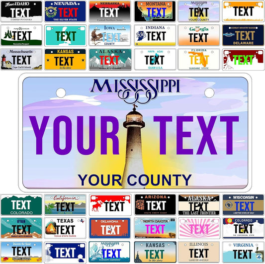Custom Mini License Plate,Personalized Mississippi Bike License Plate - Select from All 50 States,3 Sizes - Customized Customizable State Car Tag Plates for Kids Bike, Bicycle,Toy Car,4x2 Inch