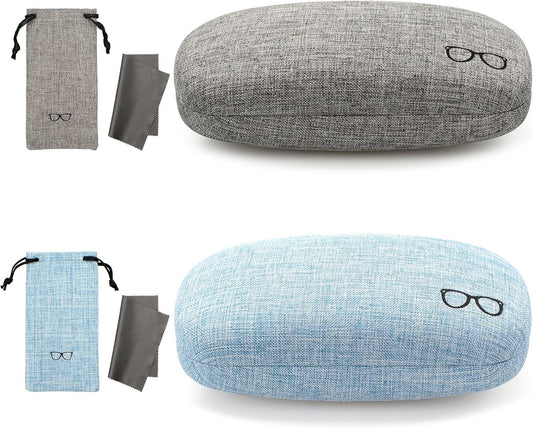 Vemiss Hard Shell Eyeglasses Cases, Linen Fabrics Protector Sunglasses Case, Large Glasses Case
