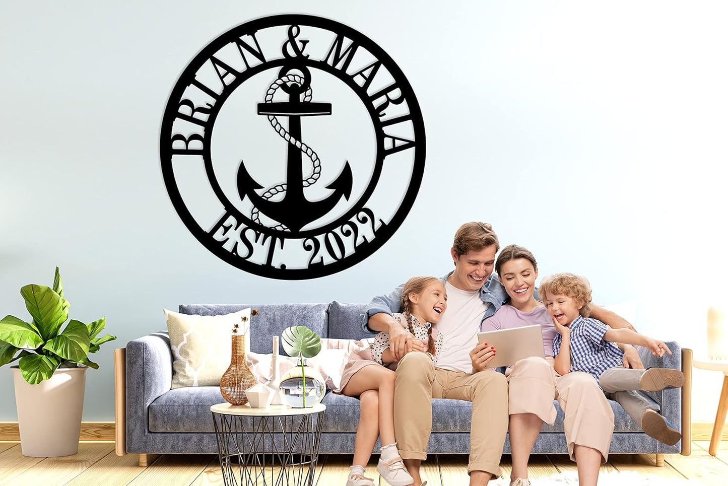 Personalized Nautical Metal Sign, Custom Nautical Decor, Anchor Family Name Sign, Anchor Custom Name and Date Metal Sign