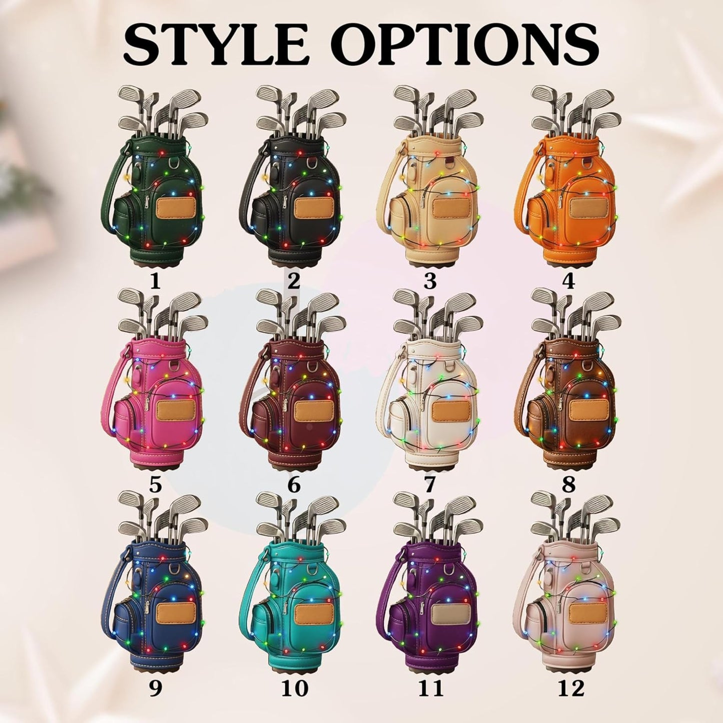 LOVELYPOD Personalized Golf Christmas Ornament, Custom Golfer Bag 2D Acrylic Ornaments,Golf Lover Christmas Tree Decoration, Gift for Golfs Enthusiasts, Golfer Holiday Keepsake 02