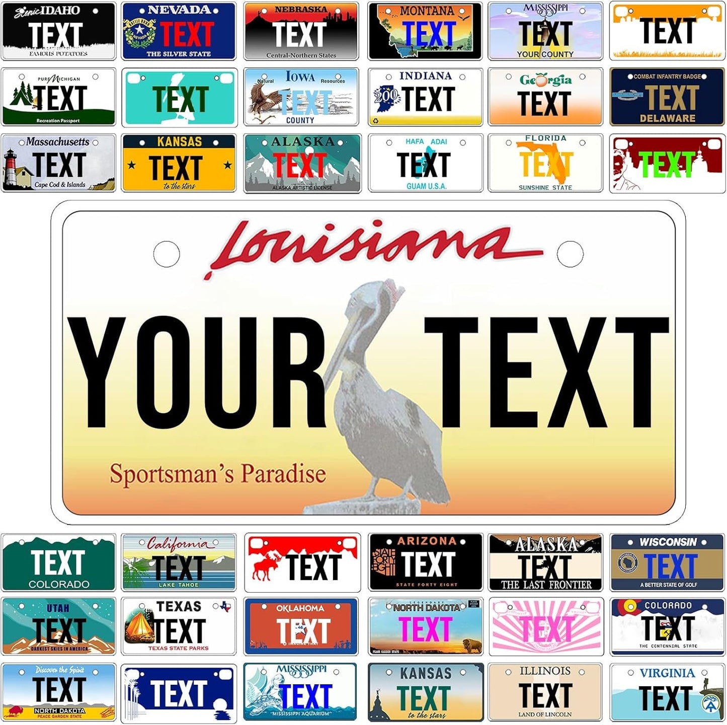 Custom Mini License Plate,Personalized Louisiana Bike License Plate - Select from All 50 States,3 Sizes - Customized Customizable State Car Tag Plates for Kids Bike, Bicycle,Toy Car,4x2 Inch