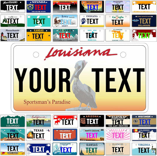 Custom Mini License Plate,Personalized Louisiana Bike License Plate - Select from All 50 States,3 Sizes - Customized Customizable State Car Tag Plates for Kids Bike, Bicycle,Toy Car,4x2 Inch