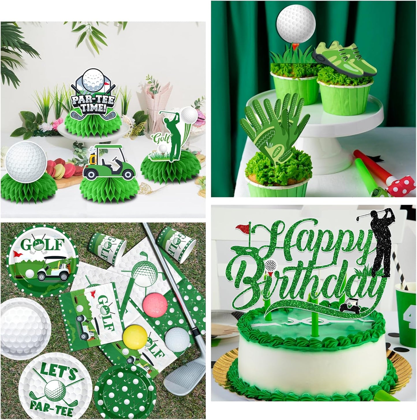 Golf Party Decorations, All-in-1 Golf Birthday Decorations with Balloons Let's Par-Tee Plates Napkins Cake Toppers Honeycombs Tablecloths and Banner for Sports Themed Birthday Baby Shower, Serve 24