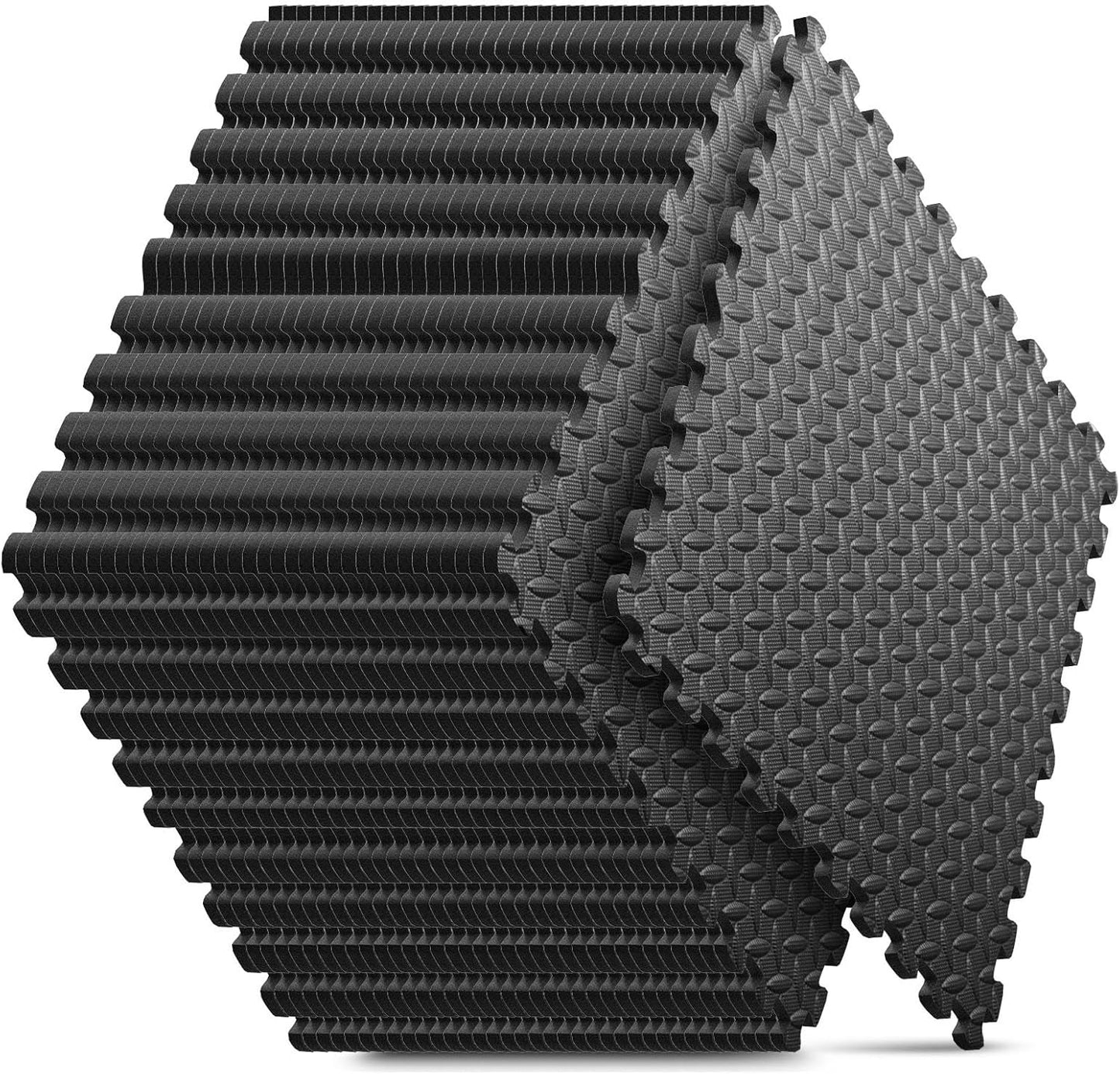 Home Gym Mat, Puzzle Exercise Mat, EVA Interlocking Foam Floor Tiles for Home Workout Equipment and Kids' Play Areas - Blue, 24 in x 24 in x ½ in - (Black, 36 Pack (144 SQ FT))