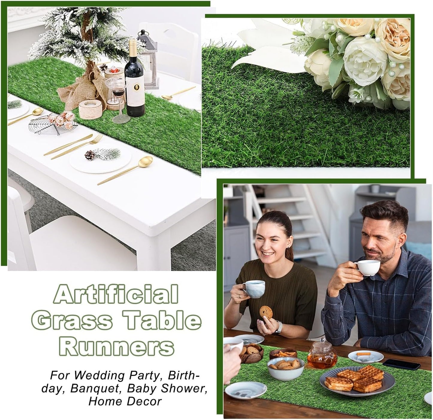 Artificial Grass Table Runners-13 x 72 Inches Faux Grass Table Runner for Golf Themed Party,Synthetic Turf Table Runner for Wedding Party, Birthday, Banquet, Baby Shower, Home Decor