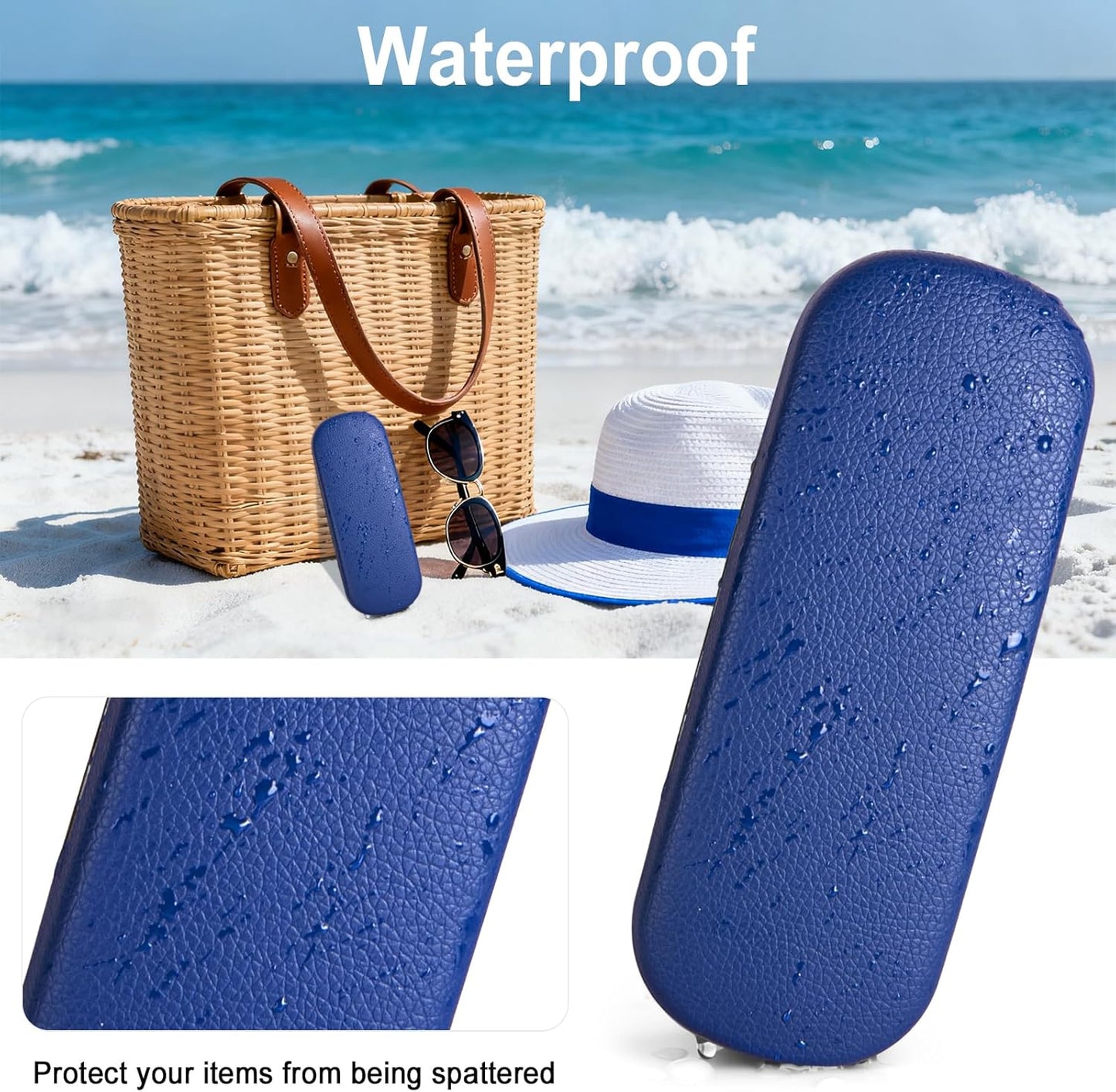 RayLove Glasses Case, Unisex Hard Shell Eyeglass Case, PU Leather Protective Hard Eye Glasses Cases with Eyewear Accessories