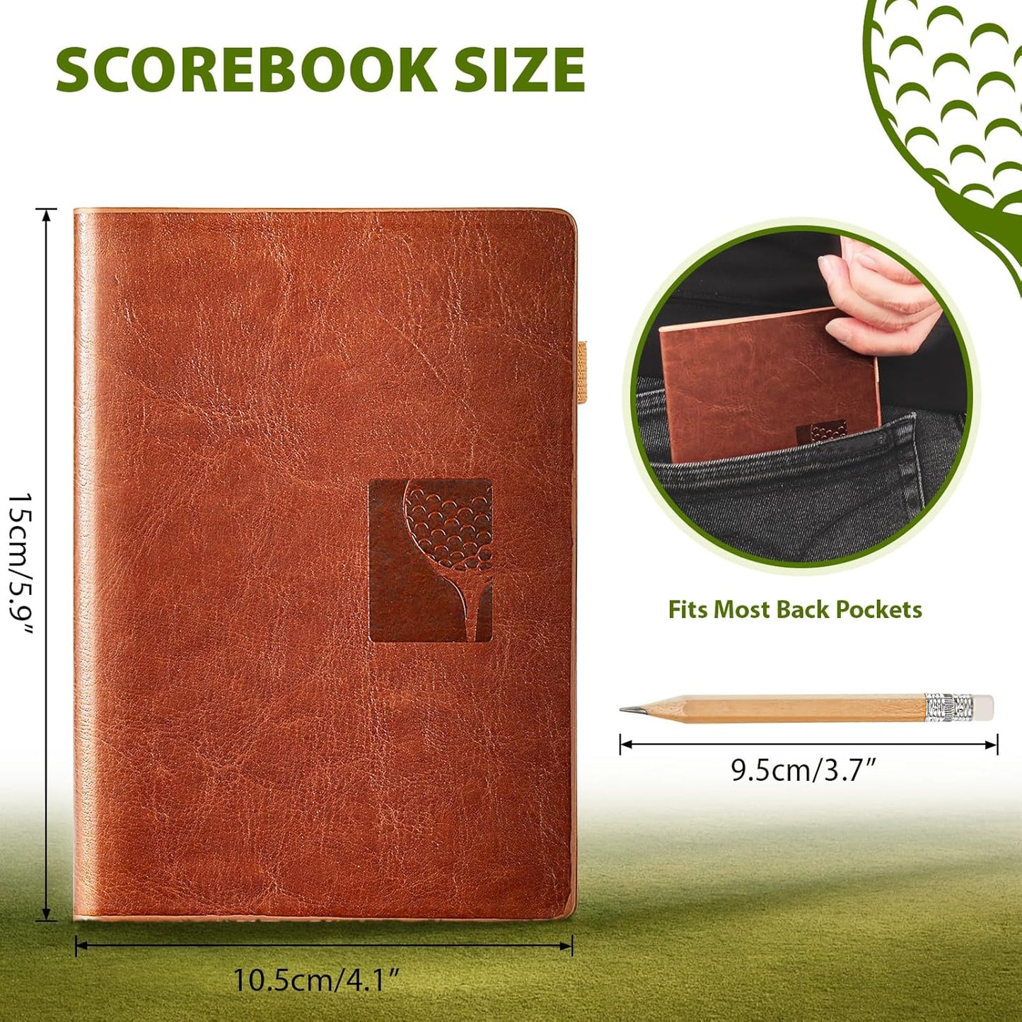 Set for Dad Includes Golf Scorecard Book, Bag Tag with 5 Tees & Golf Club-Shaped Pen - Funny Birthday Present from Daughter, Son or Kids,Best Dad by Par