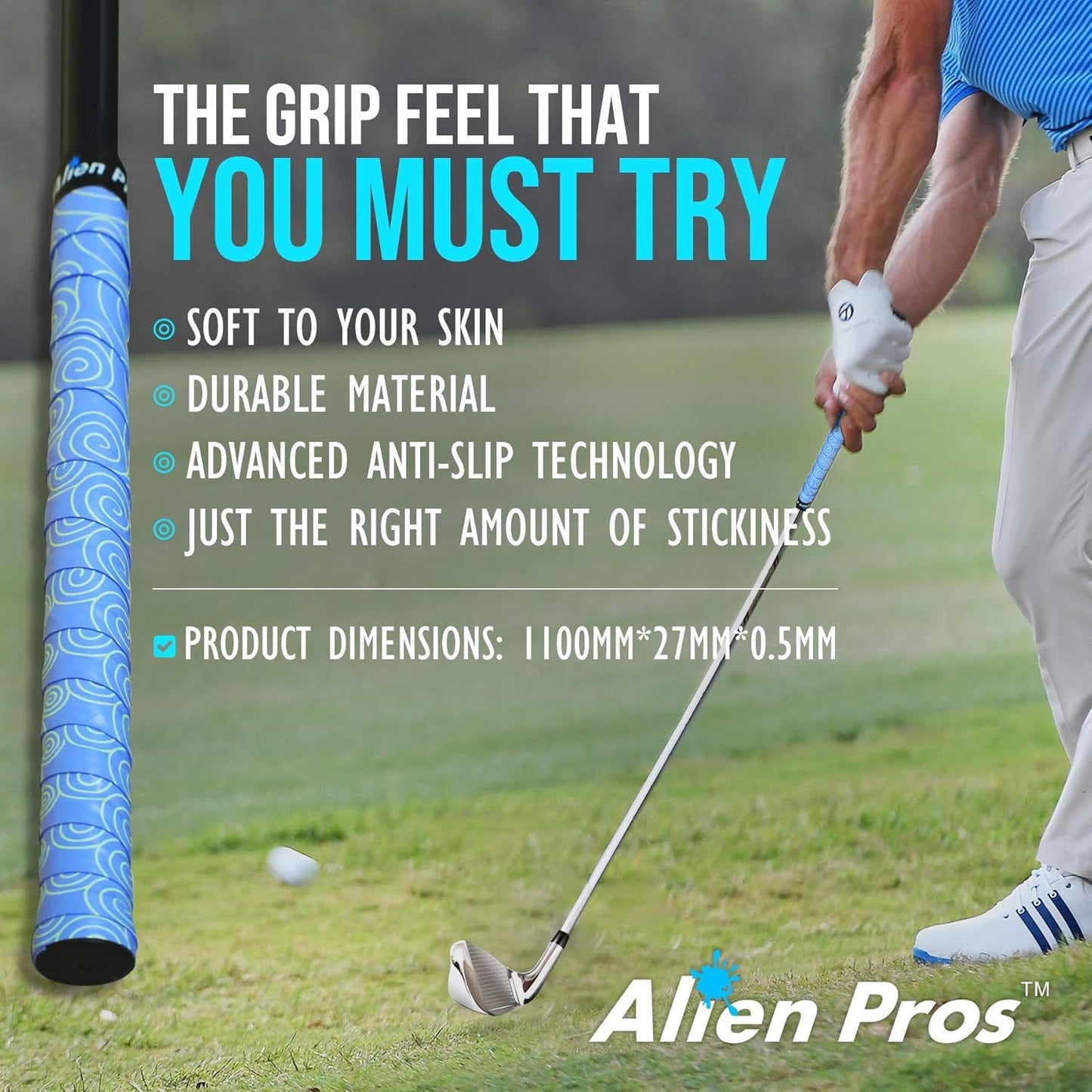 Alien Pros Golf Grip Wrapping Tapes - Innovative Golf Club Grip Solution - Enjoy a Fresh New Grip Feel in Less Than 1 Minute