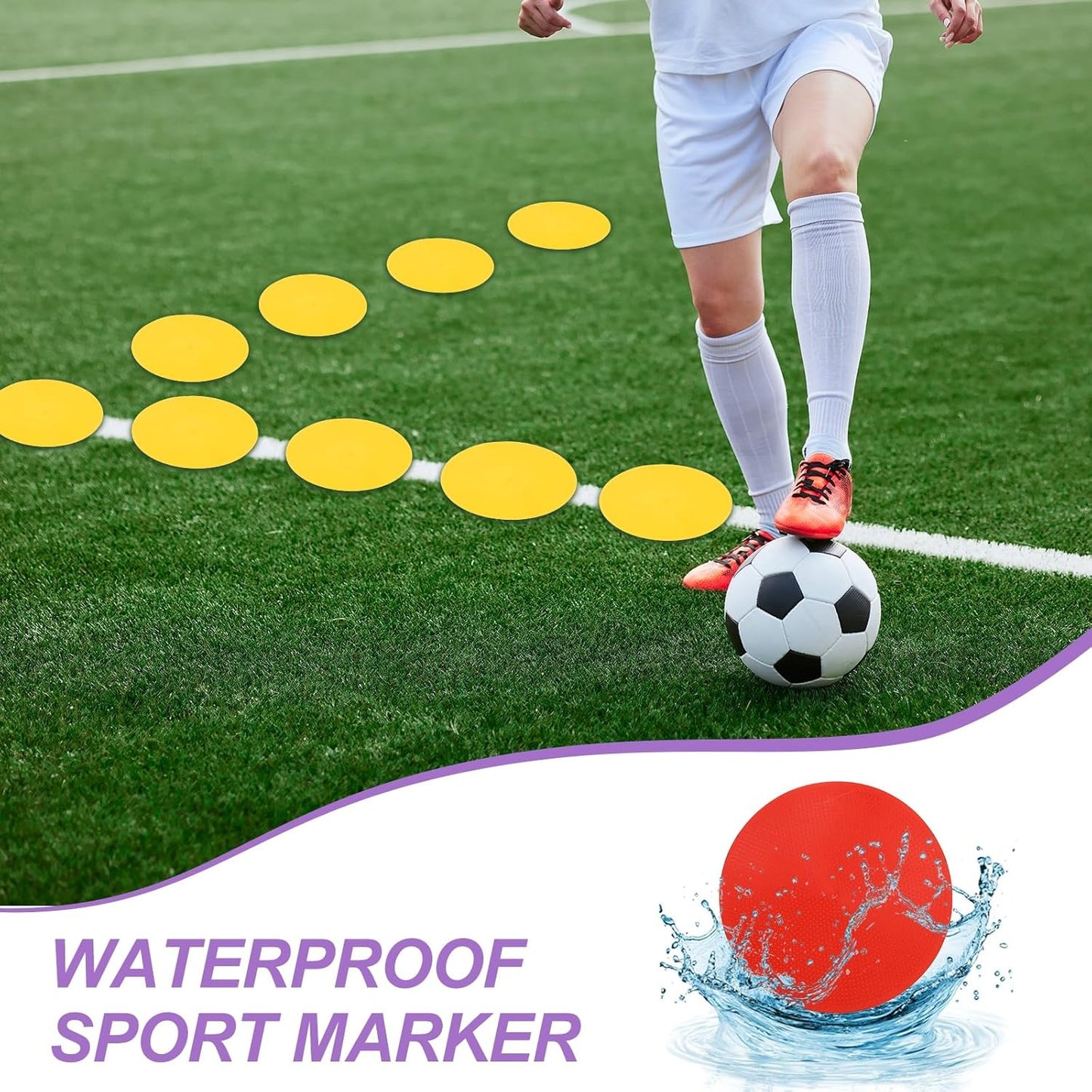 PATIKIL Spot Markers, Non-Slip Floor Dots Agility Markers Flat Field Cone Poly Dot