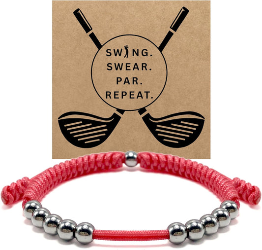 LAMIBEE Premium Golf Stainless Steel 10 Bead Score Counter Bracelet, Golf Stroke Count Bracelet, Resizable Easy Adjust Golf Round Scoring Tracker, Durable Stylish Golf Accessory