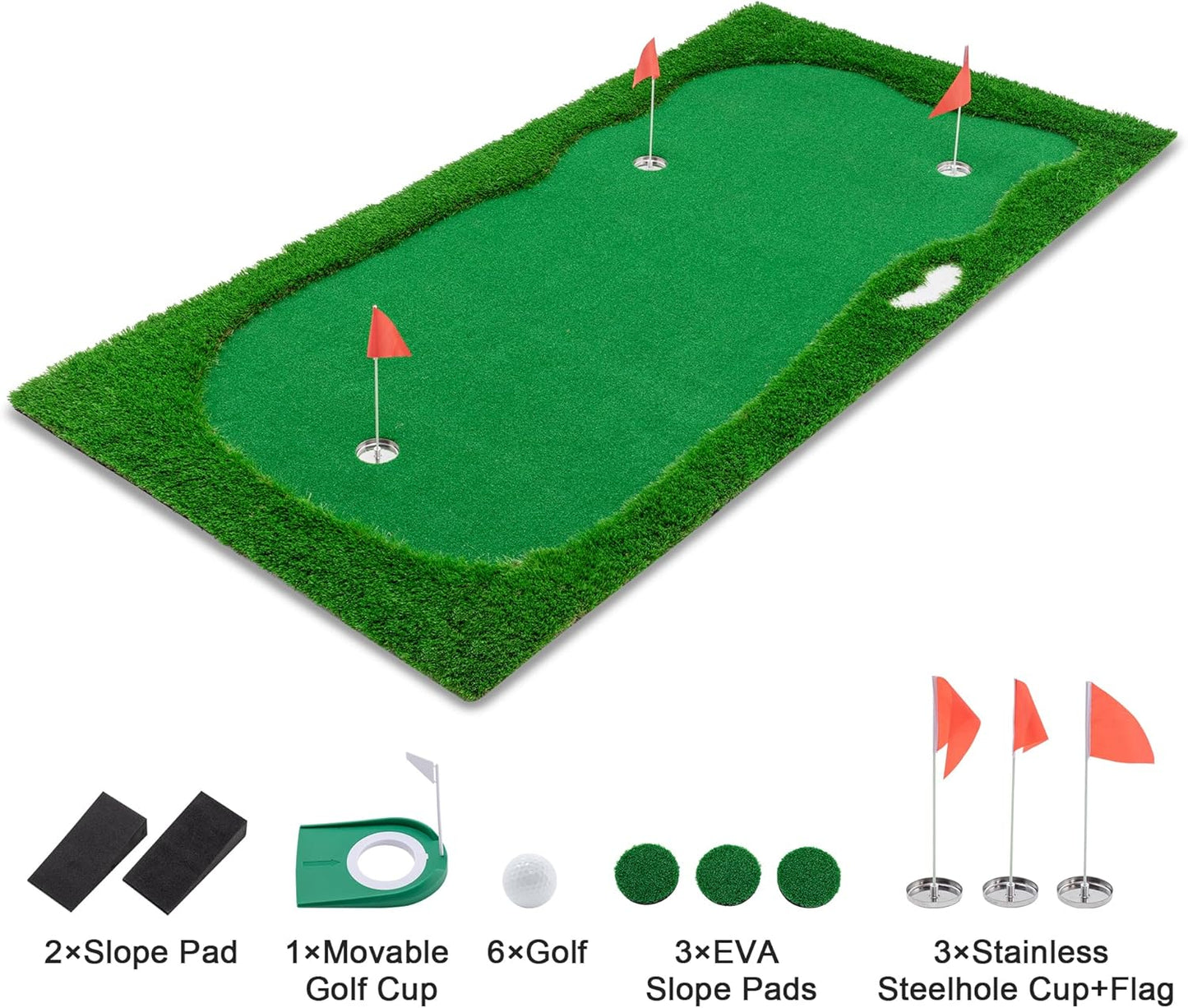 Golf Putting Green, Large Professional Golfing Training Mat, Practice Putting Green Mat for Indoor Outdoor