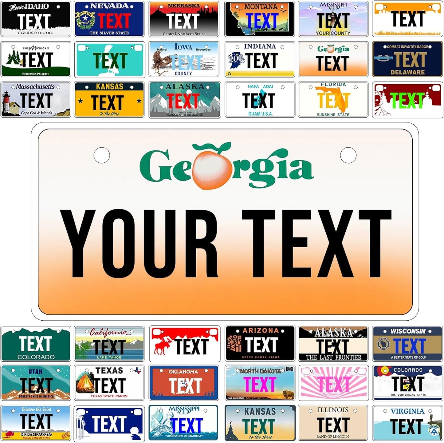Custom Mini License Plate,Personalized Georgia Bike License Plate - Select from All 50 States,3 Sizes - Customized Customizable State Car Tag Plates for Kids Bike, Bicycle,Toy Car,4x2 Inch