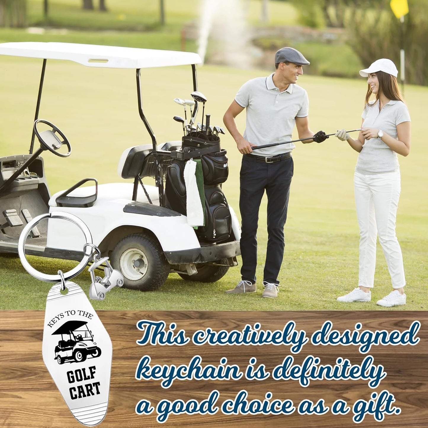 Golf Cart Keychain for Women Men - Keys To The Golf Cart Accessories Retro Metal Keychains for Golf Lovers Players