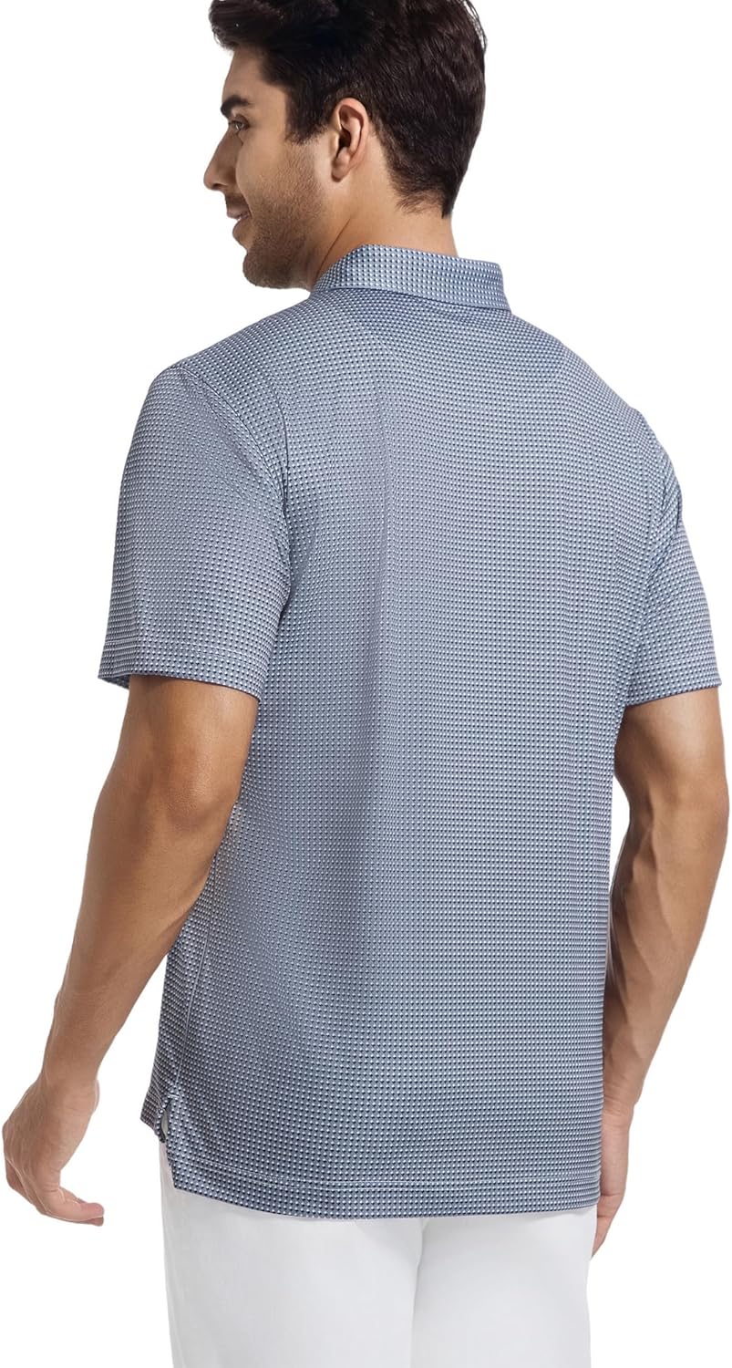 Alex Vando Mens Golf Shirt Moisture Wicking Classic Print Golf Shirts for Men