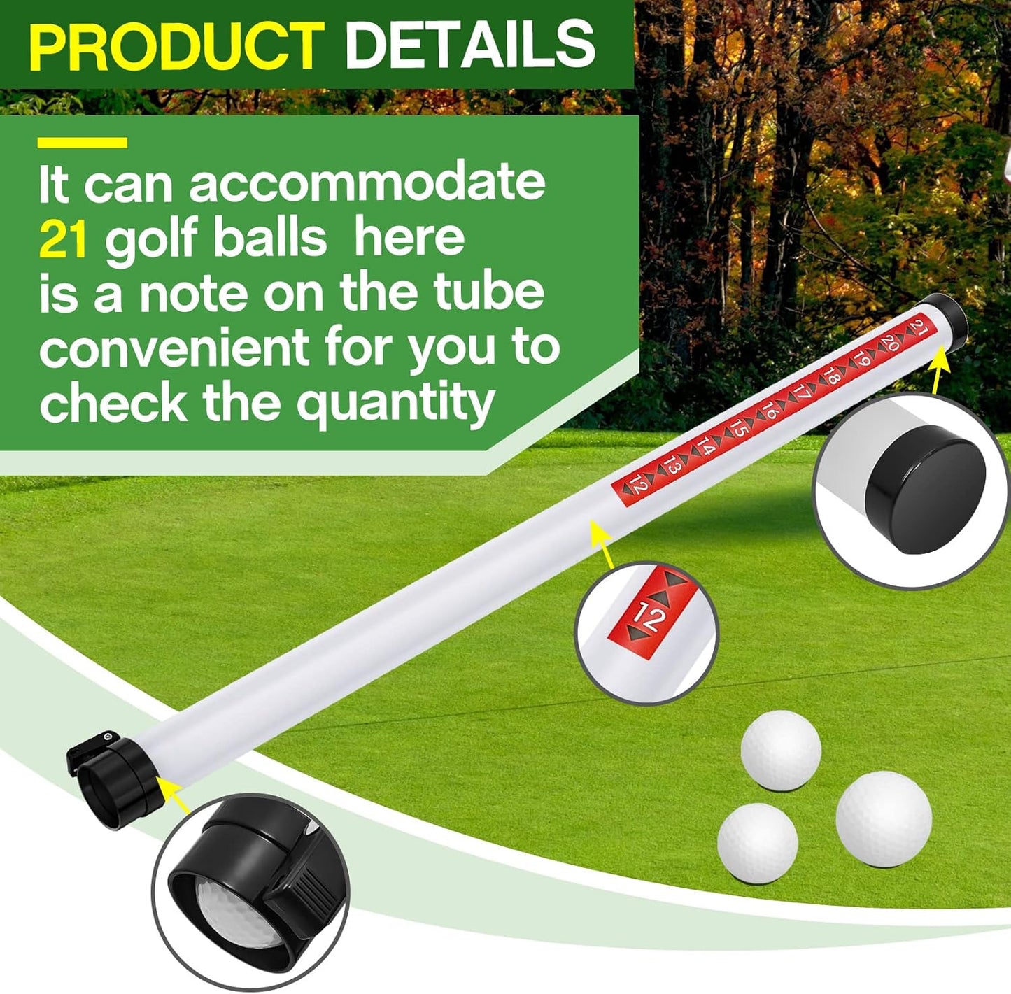 Deekin 2 Pieces Golf Ball Picker Plastic Clear Golf Ball Retriever Collector Golf Ball Pickup Tool Shag Tube