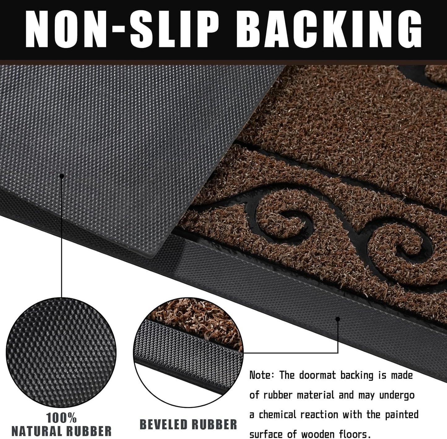 Yimobra Welcome Mat, Heavy Duty Sturdy Door Mats for Home Entrance Outdoor Indoor, Front Doormat for Outside Patio Floor Entry Porch Garage Office, Waterproof, Low Profile, 36x24, Coffee