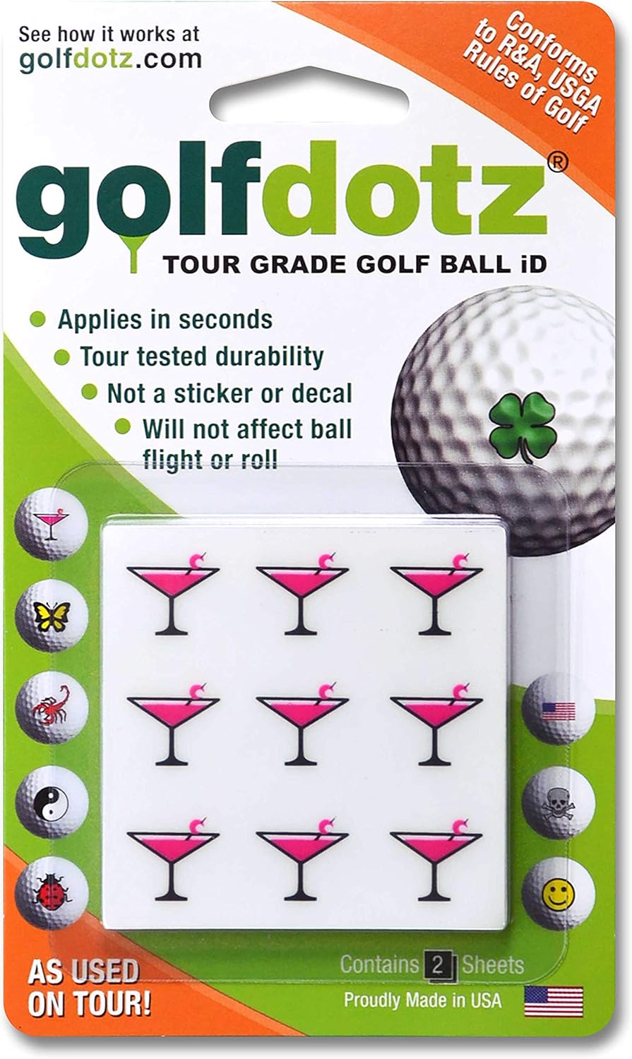 Golfdotz - USGA Rule Conforming Golf Ball Markers, Golf Ball Stickers for Marking Balls, No More Smearing from Stamps, Gifts for Golfers, Dads, and Retirees, (Tropical Collection; 18-32 Count)
