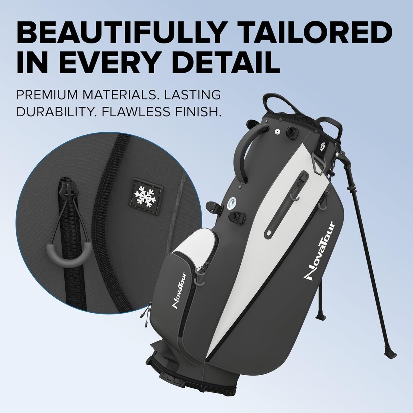 Golf Stand Bag - Lightweight Golf Bag with Stand and 7 Way Dividers, Dual Strap, Waterproof Pocket, Insulated Sleeve, Easy-Lift Handles and Swing-Cam Holder