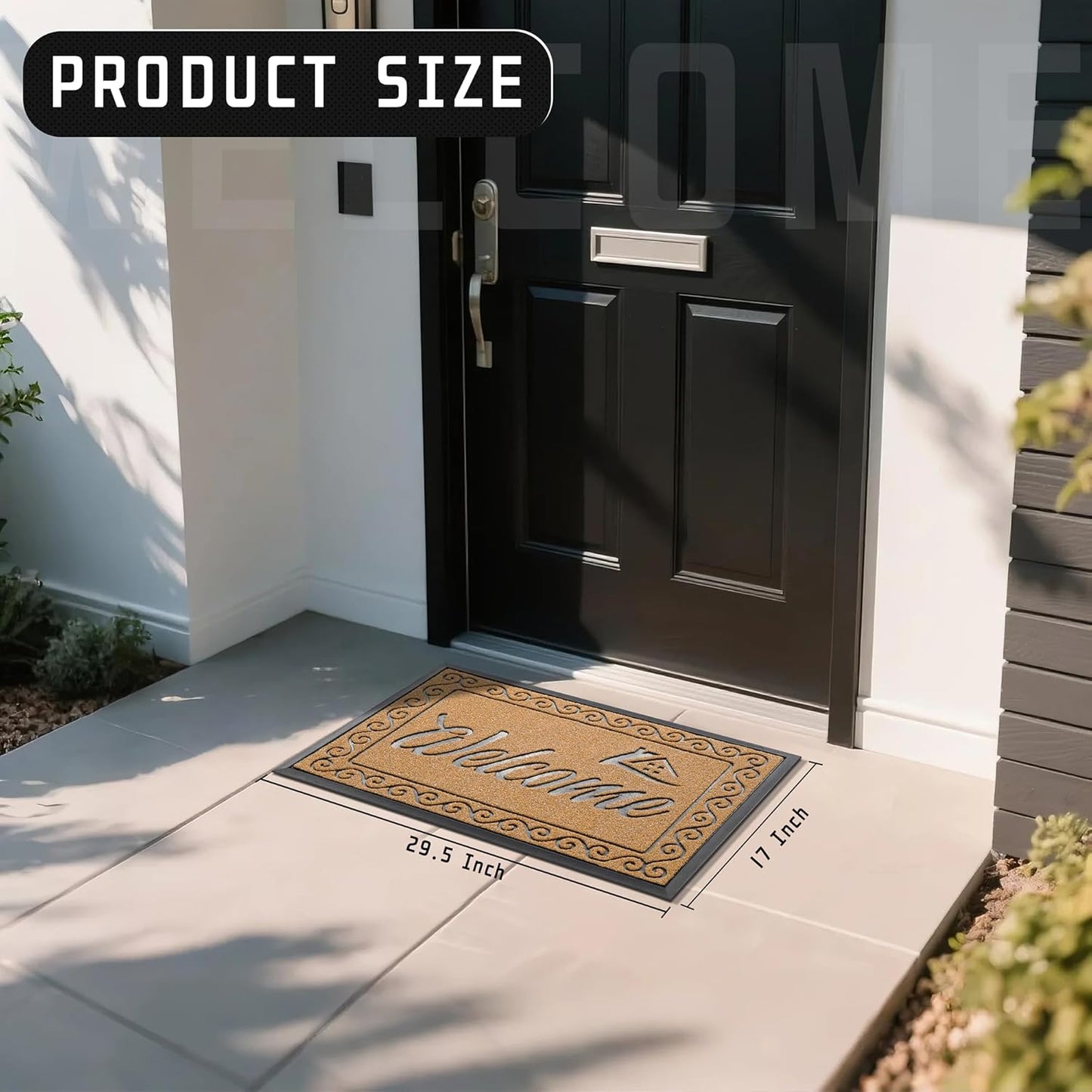 Yimobra Welcome Front Door Mat, Heavy Duty Easy Clean Doormat Indoor Outdoor, Waterproof Quick Dry Floor Mat for Home, Garage, Hign Traffic Areas, Non Slip, Low Profile, 29.5X17 Inches, Yellow