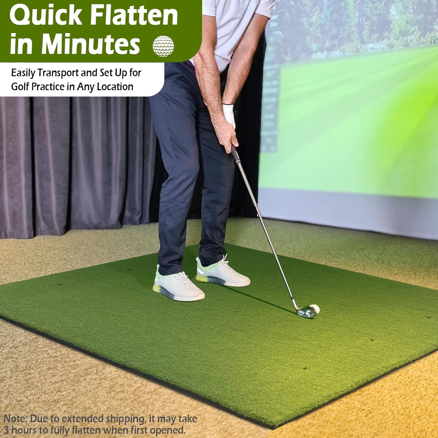 Bearwill Golf Mat 31mm, 5x4ft/5x5ft Golf Hitting Mats for Practice Outdoor Indoor, High-Elasticity Artificial Turf Mat for Garage Simulator Chipping Driving Training
