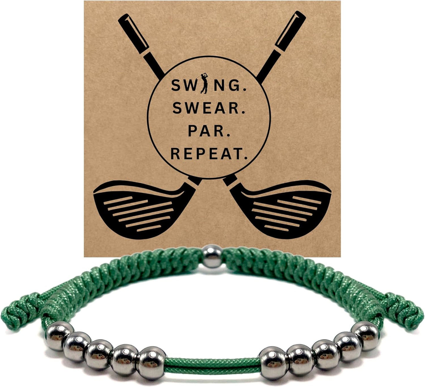 LAMIBEE Premium Golf Stainless Steel 10 Bead Score Counter Bracelet, Golf Stroke Count Bracelet, Resizable Easy Adjust Golf Round Scoring Tracker, Durable Stylish Golf Accessory