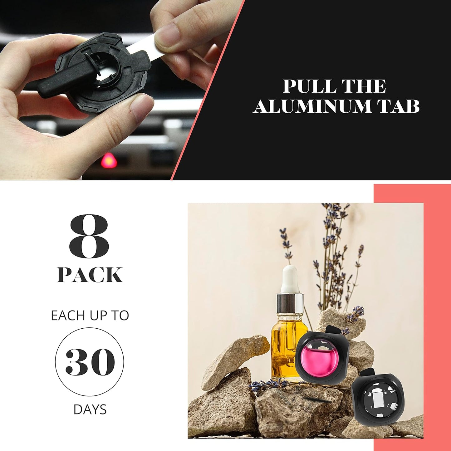 Car Air Freshener Vent Clips, 8PK, 6 Peach, 2 New Car Scent, Fresheners for Men Women, Up to 240 Days, Long Lasting Air Freshener, Odor Eliminator