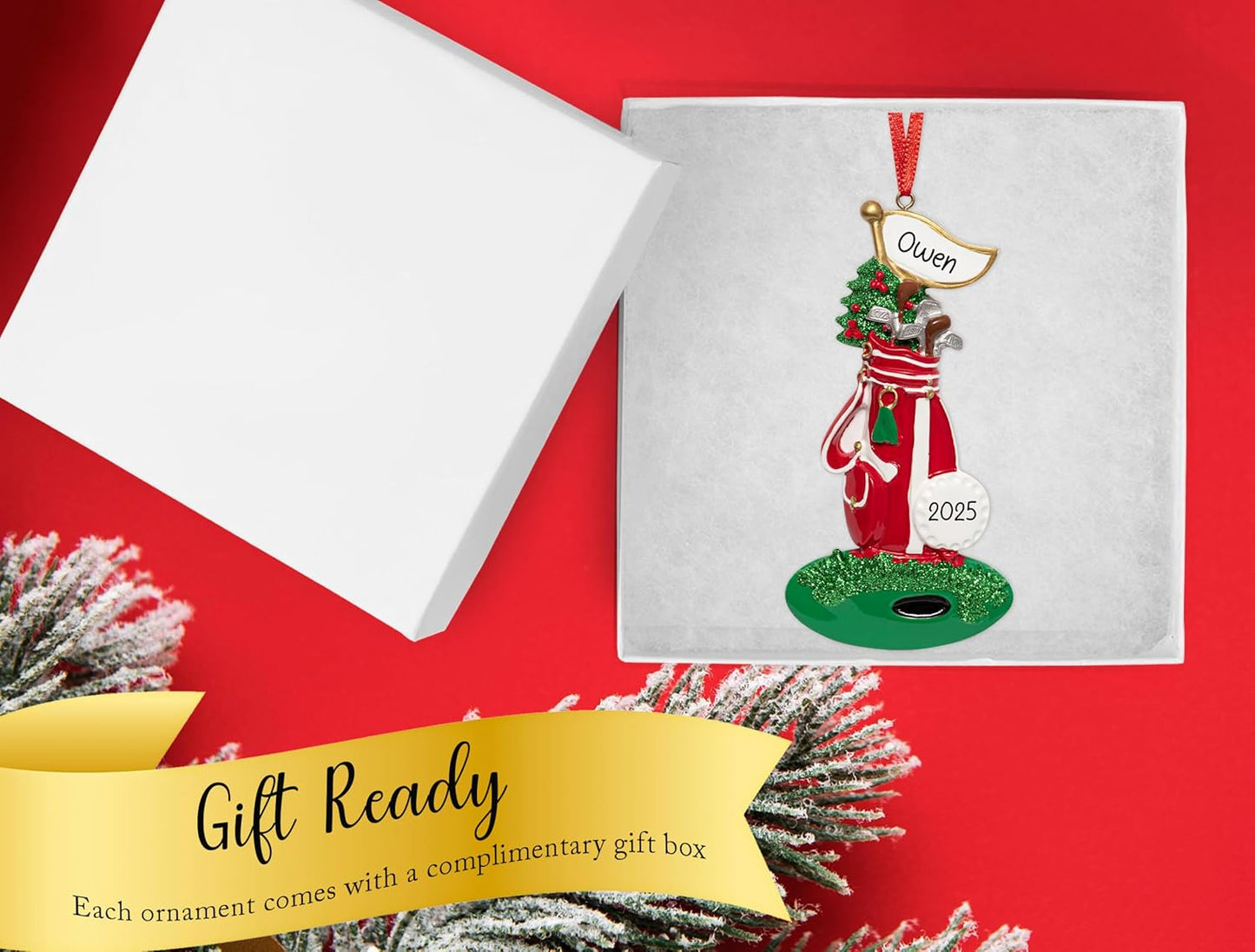 Personalized Golf Christmas Ornament 2025 | Golf Club Set, Bag Ball and Irons Decoration for Xmas Tree | Golfing Keepsake Gift for Golfer & Golf Player - Custom Name & Year