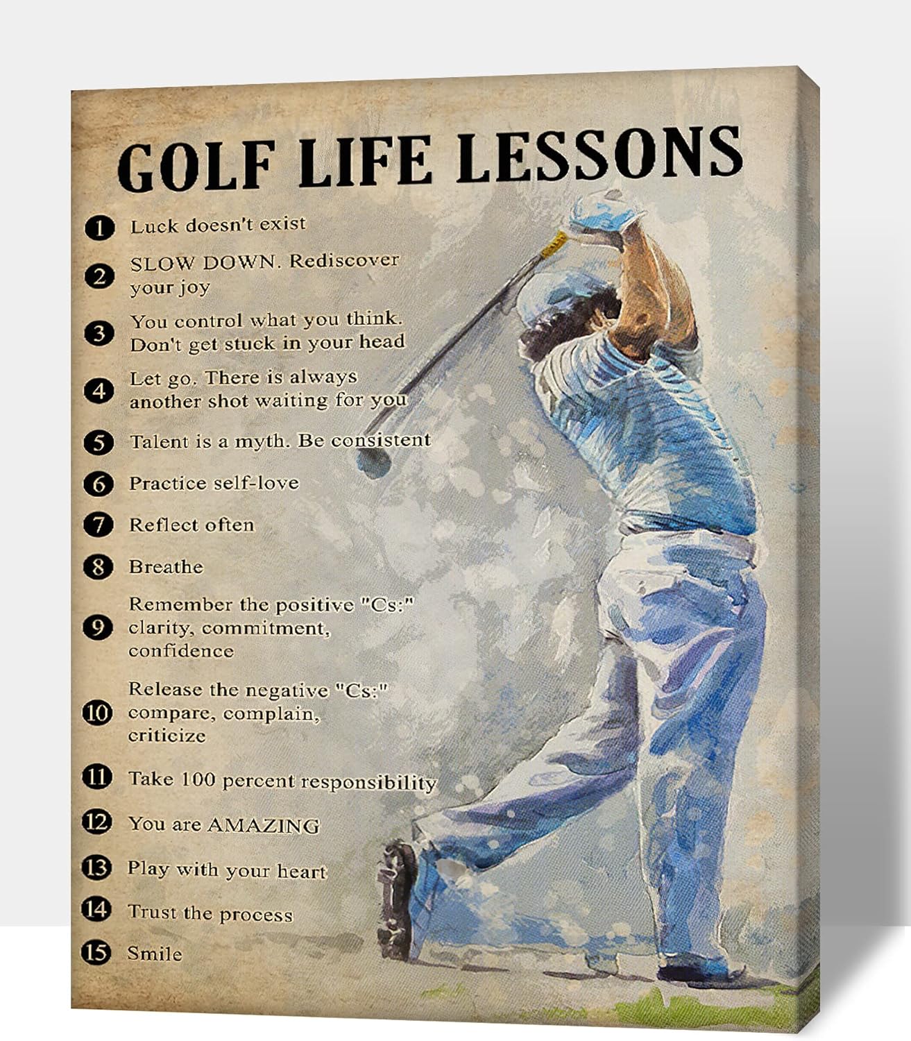 GUTTATY Golf Wall Art, Vintage Golf Pictures Posters Canvas Print Wall Decor for Golfer's Man Cave Home Ofice Ready to Hang (24x36 Inches)