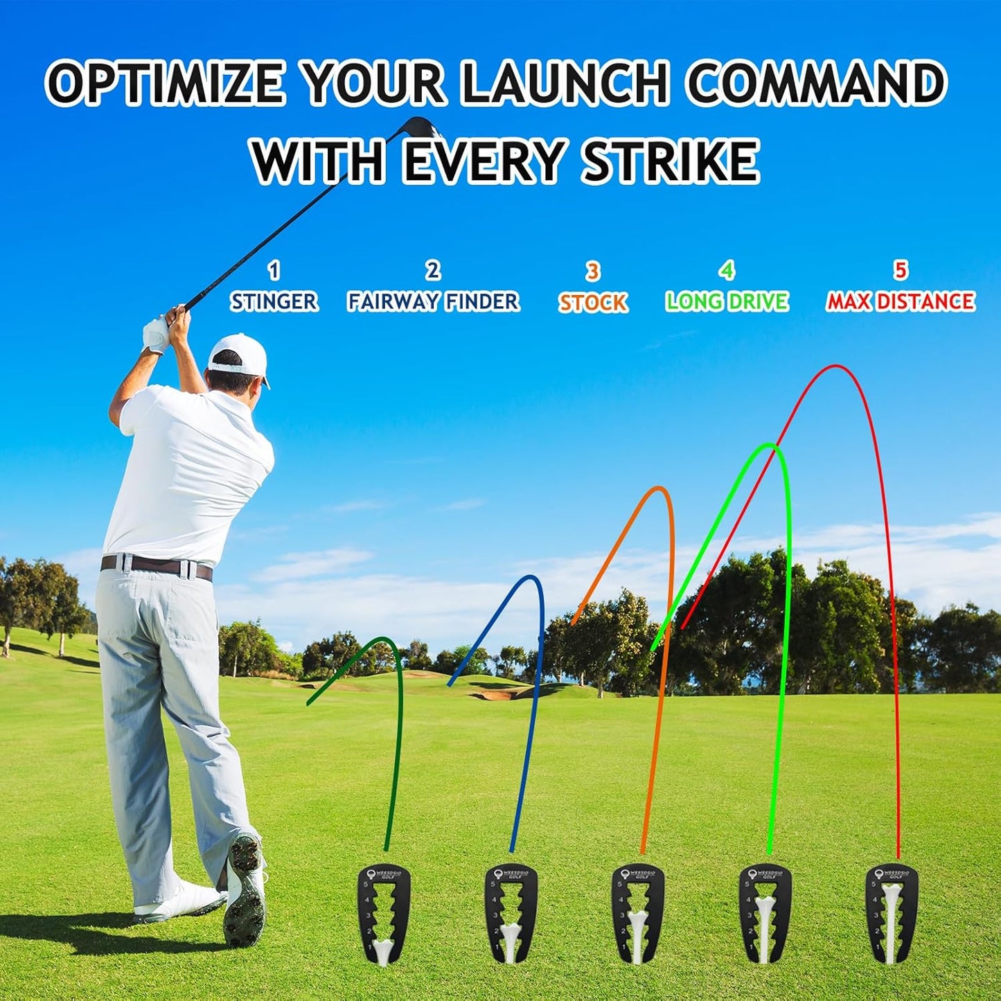 Adjustable Golf Tee Height Tool Outdoor Golf Training Aid Precision Tee Height Setter for Consistent Swings