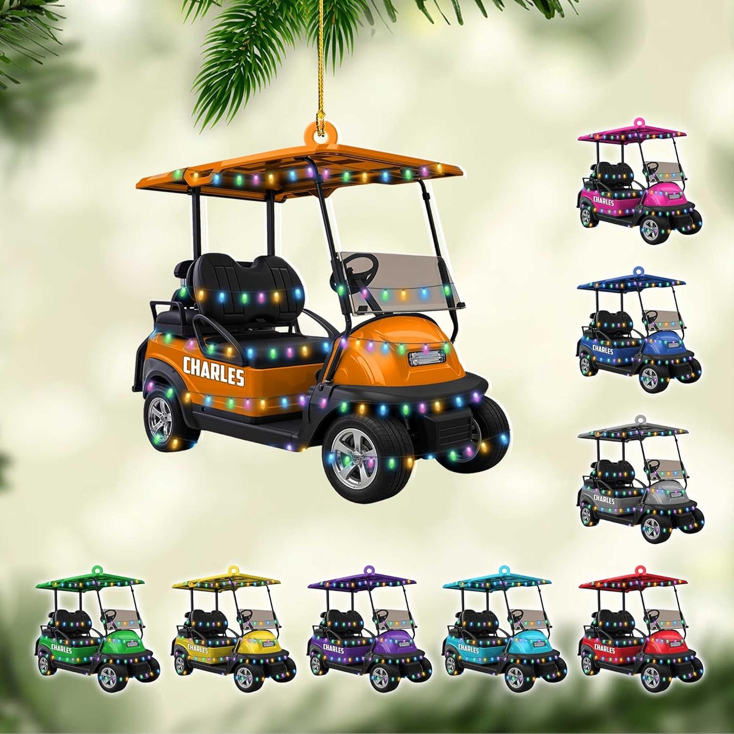 Personalized Golf Ornaments for Christmas Tree 2025 Custom Golf Christmas Ornament Golfing Bag Ornament Sports Golf Cart Ornaments Gift for Golfer Bag Golfing Lovers Hanging Decoration (G18)