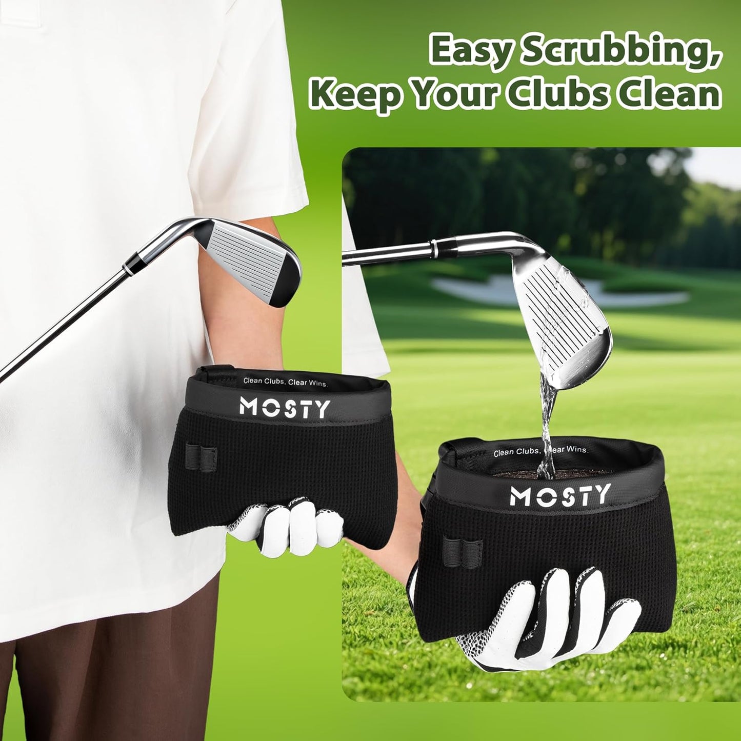 Golf Club & Ball Cleaner Bag,Durable Golf Club Cleaning Kit and Ball Washer Pouch,Club Cleaner for Golf Bag, Golf Gifts for Men Women Golfers Him Unique, Essential Golf Accessories(Microfiber Pro)