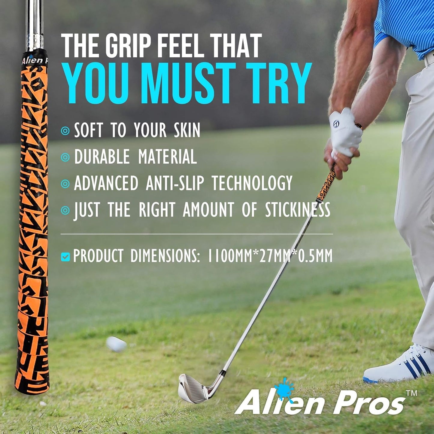 Alien Pros Golf Grip Wrapping Tapes - Innovative Golf Club Grip Solution - Enjoy a Fresh New Grip Feel in Less Than 1 Minute
