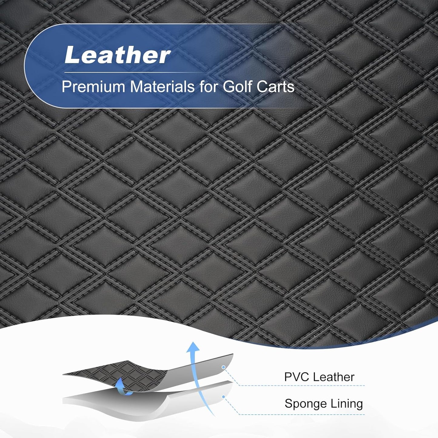 QUNSUNUS Golf Cart Seat Cover for Yamaha Drive G29/Drive 2 OEM Standard Seat Cushion,Easy to Install Front Leather Golf Seat Cover with Elastic Edges and Strap(2PS)