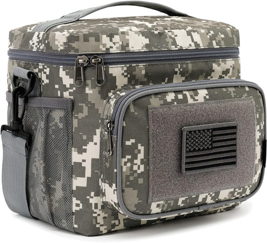 FlowFly Tactical Lunch Bag Large Insulated Lunch Box Cooler Tote for Men, Women with MOLLE/PALS Webbing (Digital#Camo, Medium)