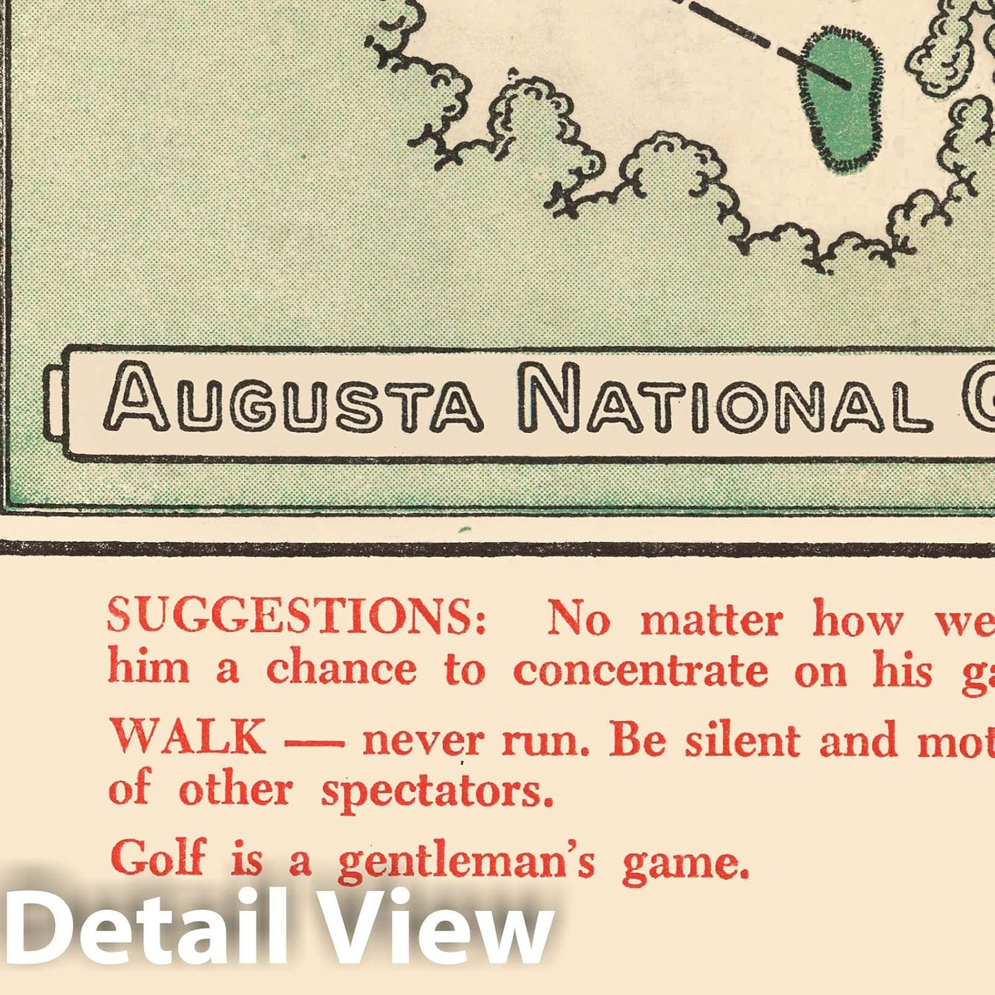 Historic Map - Augusta National Golf Club Course, 1954 - Unframed Vintage Wall Art 33in x 44in