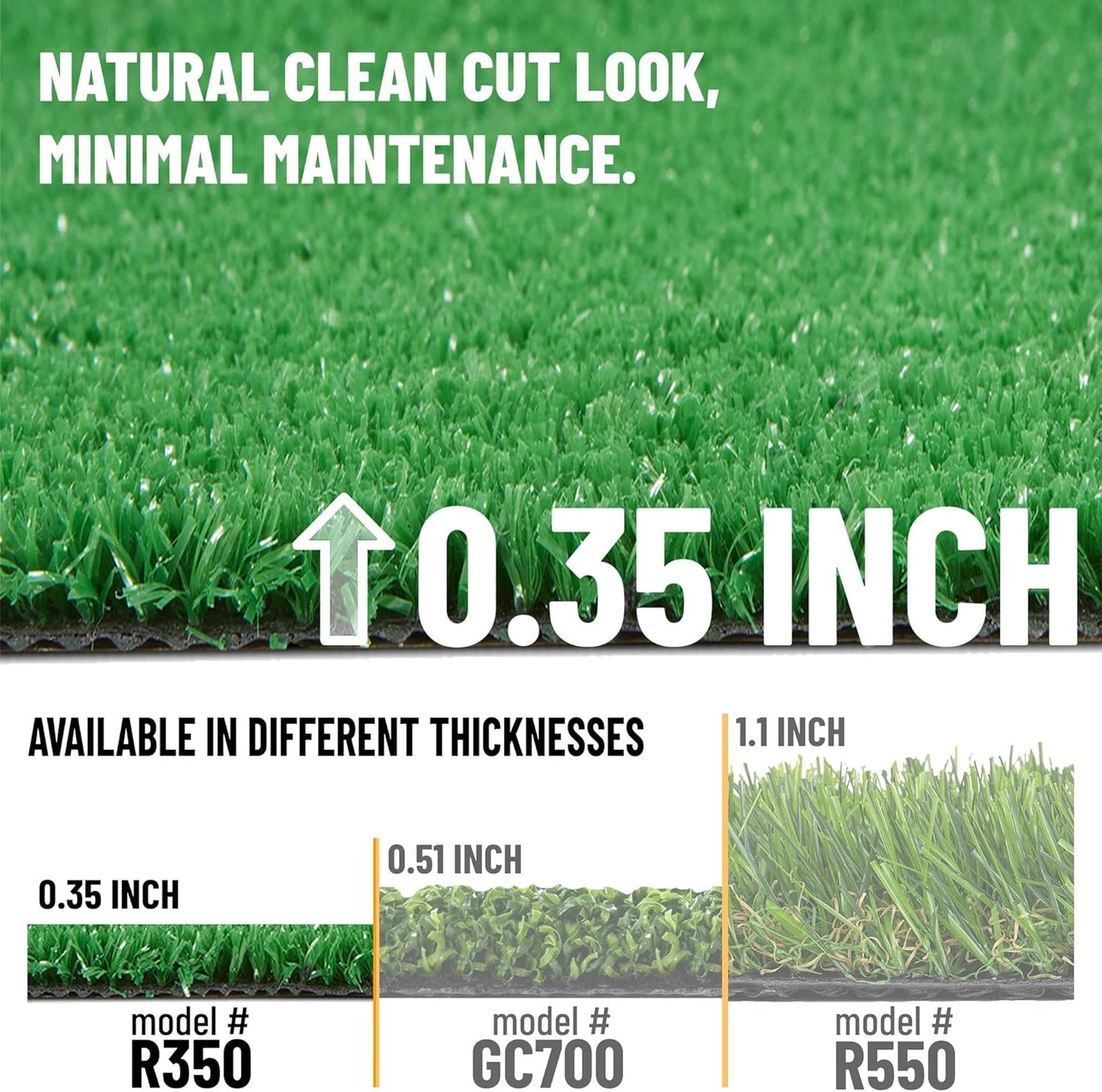 Ottomanson Artificial Grass Turf 22" x 28' Indoor Outdoor Faux Grass Rug with Drainage Holes, Customizable with Extra Long Size Options, Perfect for Patio Lawn Balcony Weddings Photoshoot Backdrop