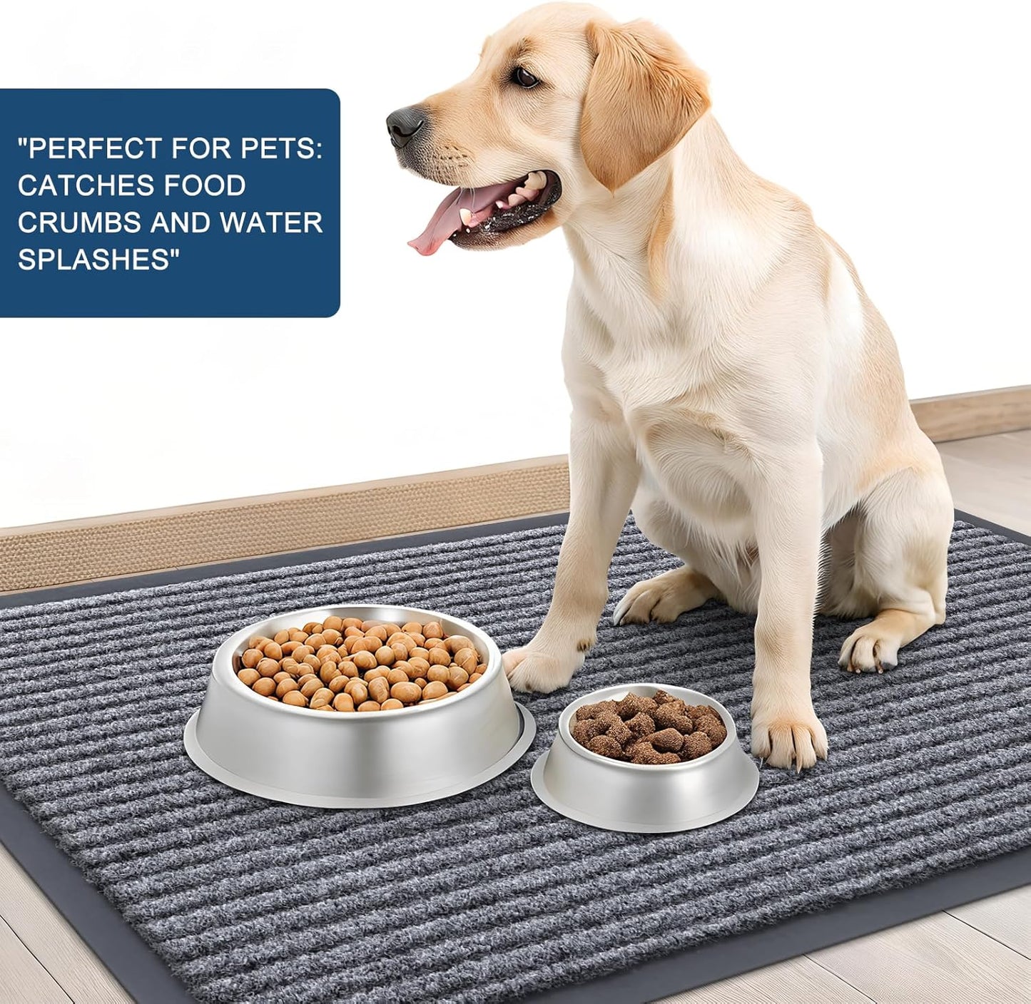 OLANLY Front Door Mat Indoor Outdoor Entrance, Waterproof Heavy Duty Doormat, Fade Resistant, Low Profile, Easy Clean Patio Porch Welcome Floor Mats for Entry, 59x20, Light Gray