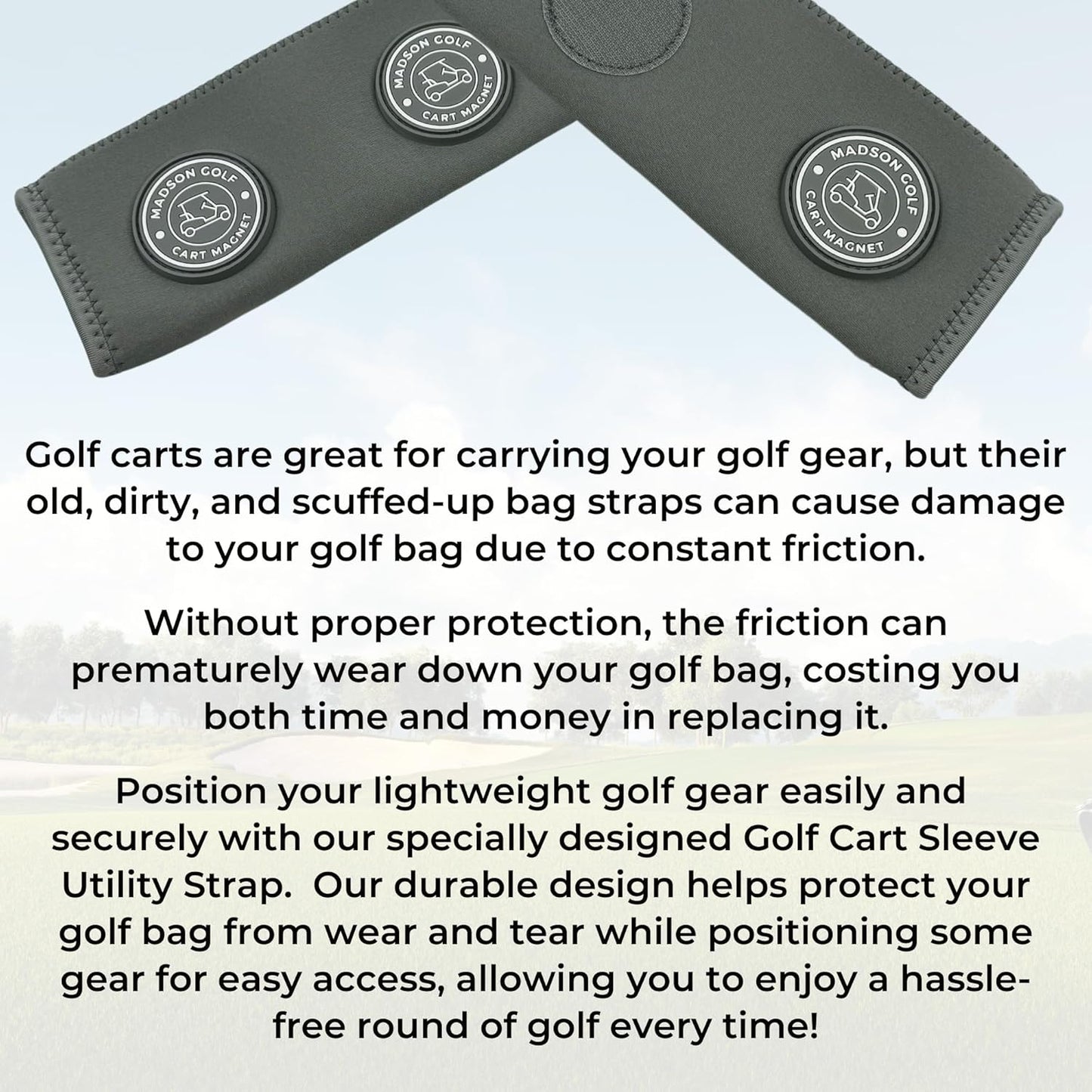 Magnetic Golf Cart Sleeve Utility Strap - Securely Attach Lightweight Golf Accessories to Your Cart with Powerful Magnets and Durable Design