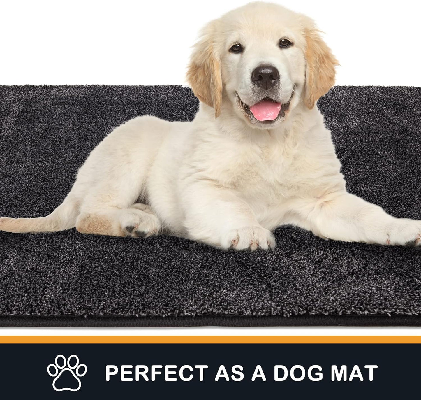 PURRUGS Dirt Trapping Door Mat 20" x 31.5", Non-Slip Machine Washable Entry Rug, Shoe Scraper, Dog Doormat, Super Absorbent Welcome Mat for Front & Back Door, Muddy Shoes & Paws, Charcoal