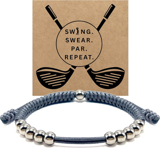 LAMIBEE Premium Golf Stainless Steel 10 Bead Score Counter Bracelet, Golf Stroke Count Bracelet, Resizable Easy Adjust Golf Round Scoring Tracker, Durable Stylish Golf Accessory