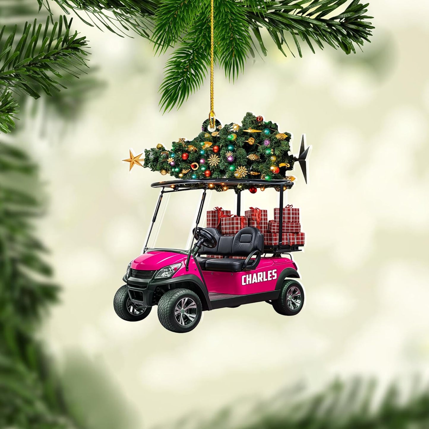 Personalized Golf Ornaments for Christmas Tree 2025 Custom Golf Christmas Ornament Golfing Bag Ornament Sports Golf Cart Ornaments Gift for Golfer Bag Golfing Lovers Hanging Decoration (G16)