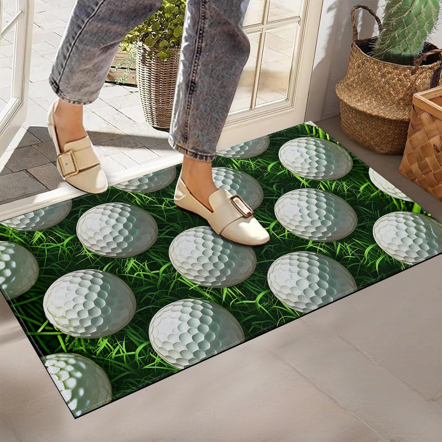 Golf Ball Indoor Doormat, Non-Woven Fabrics Non Slip Floor Mat 17x29.5 in Area Rug Quick Absorbent Entrance Rug Front Door Mat, Welcome Mats Entryway Rug Doormats for Kitchen Home Bedroom