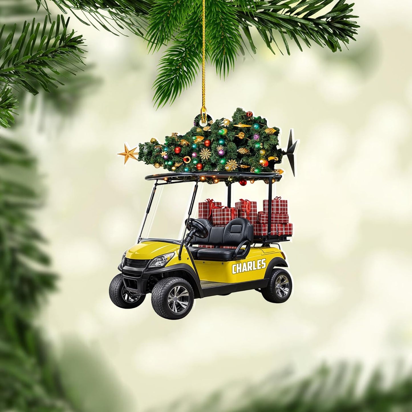 Personalized Golf Ornaments for Christmas Tree 2025 Custom Golf Christmas Ornament Golfing Bag Ornament Sports Golf Cart Ornaments Gift for Golfer Bag Golfing Lovers Hanging Decoration (G16)