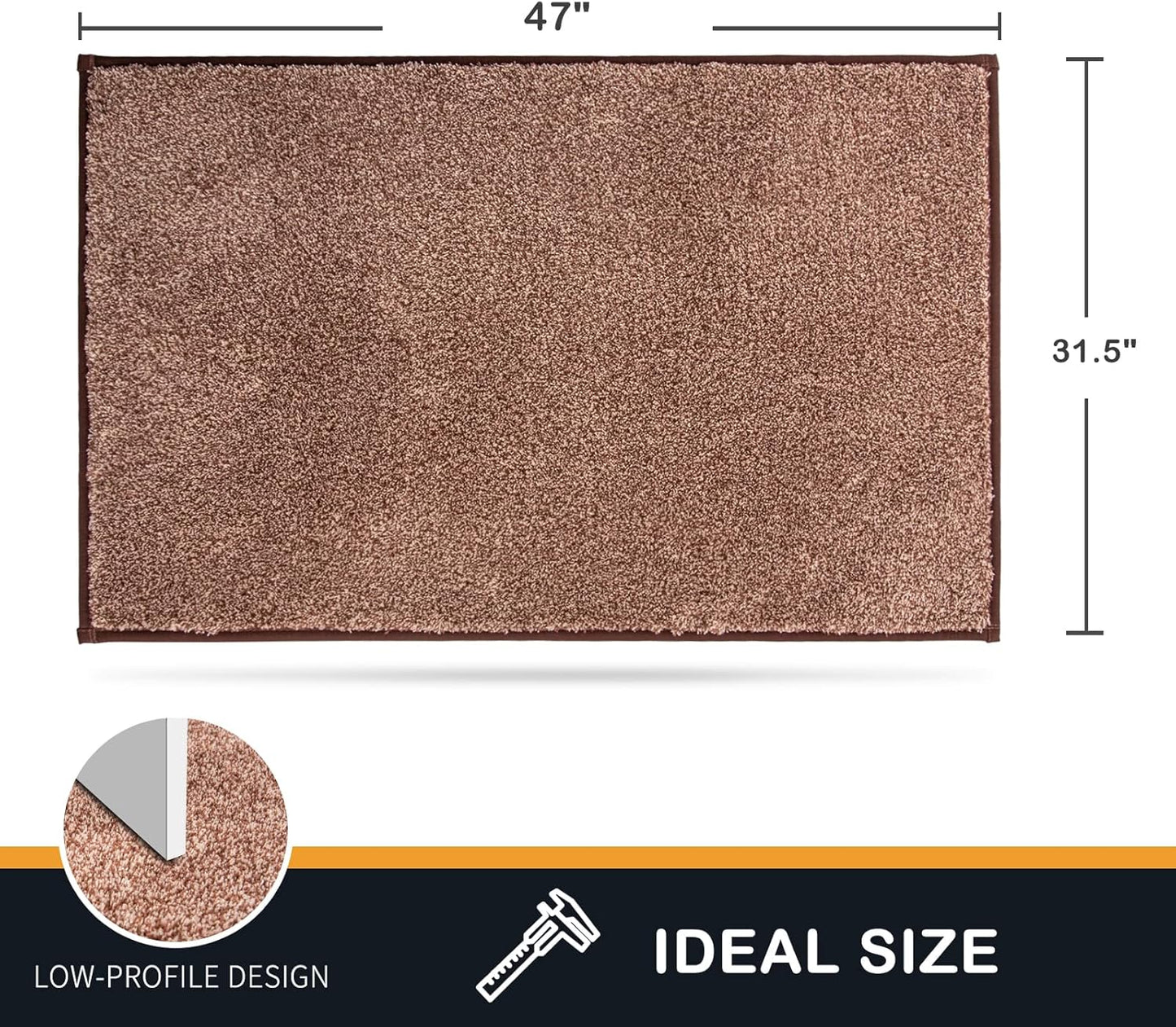 PURRUGS Dirt Trapping Door Mat 31.5" x 47", Non-Slip Machine Washable Entry Rug, Shoe Scraper, Dog Doormat, Super Absorbent Welcome Mat for Front & Back Door, Muddy Shoes & Paws, Brown-Light Cream