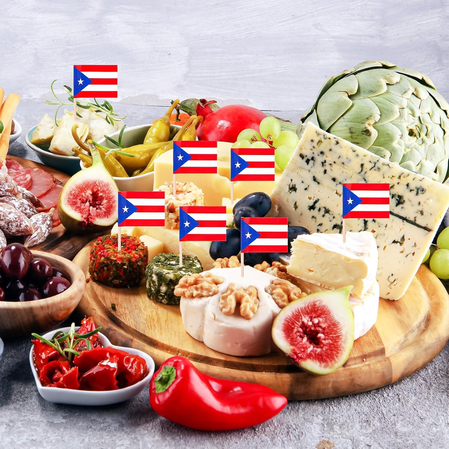 Meanplan 1000 Pcs Puerto Rico Toothpick Flags, Puerto Rican Flag Toothpicks, Cupcake Toppers, Mini Stick Decorations Food Picks for Country Party Birthday Cocktail Ice Cream Cake