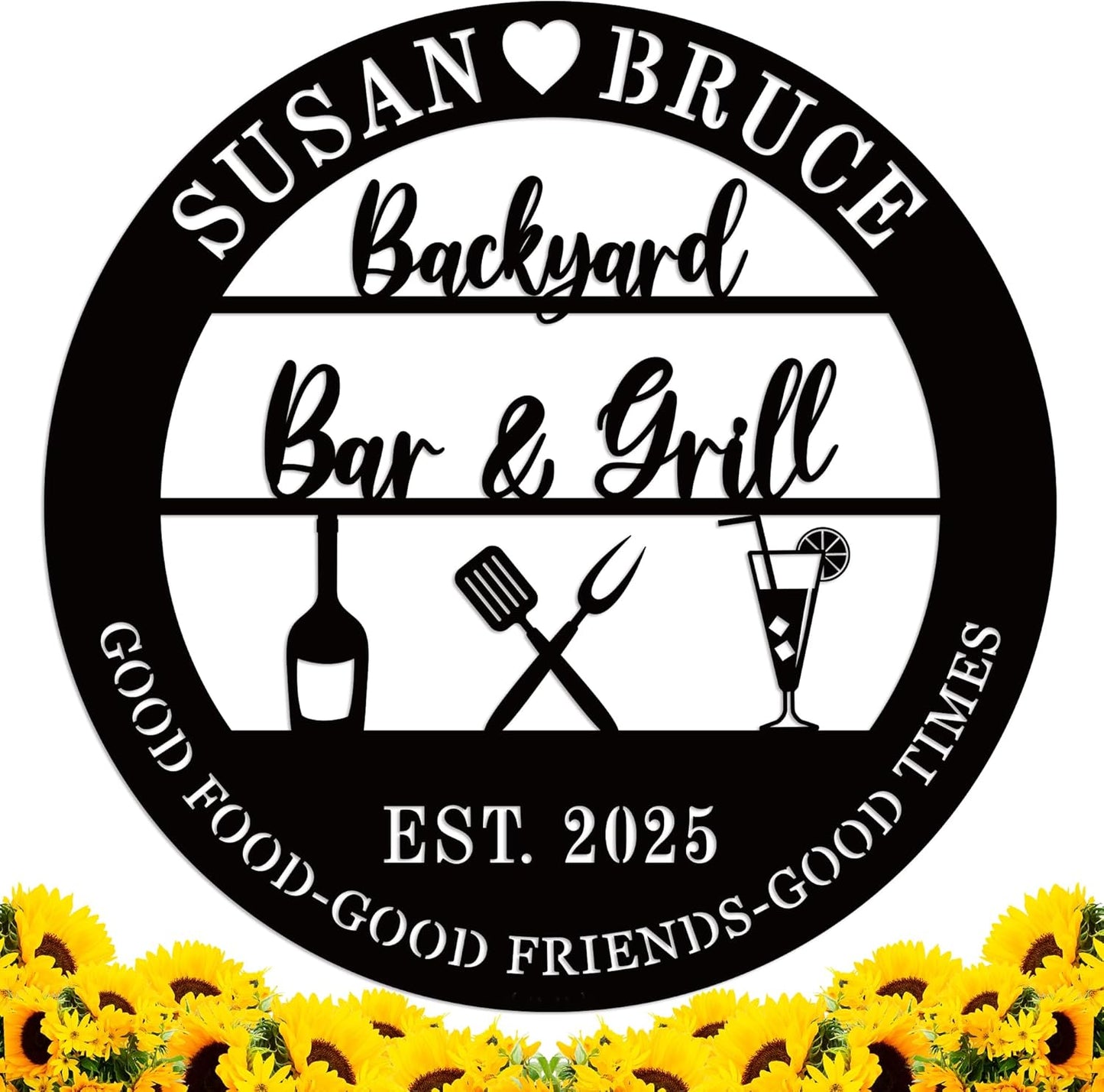 Custom Bar and a Grill Metal Sign, Personalized Bar Sign, Personalized Grill Sign,Man Cave, Club, Custom Metal Bar Decor,Backyard Patio Kitchen for BBQ Outside Wall Decor