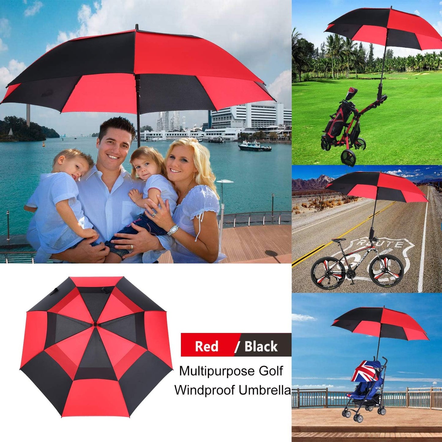 MRTLLOA Extra Large Golf Umbrella, 54/62/68/72 Inch Automatic Open, Oversize Double Canopy Vented Windproof Waterproof Sports Umbrellas for Rain